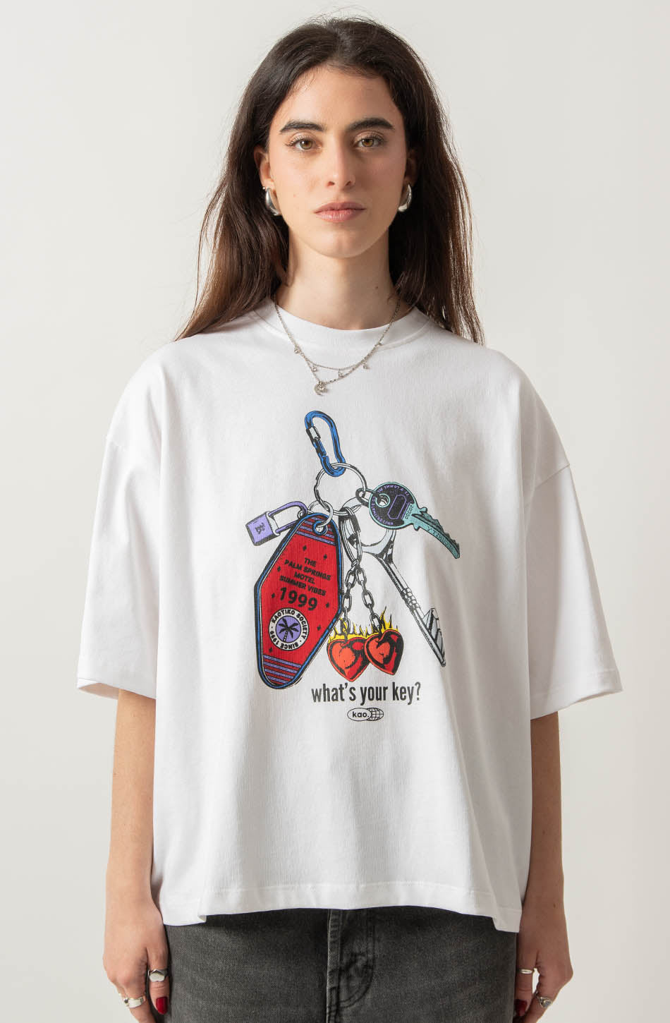 Camiseta Cropped Organic Cotton What's Your Key White