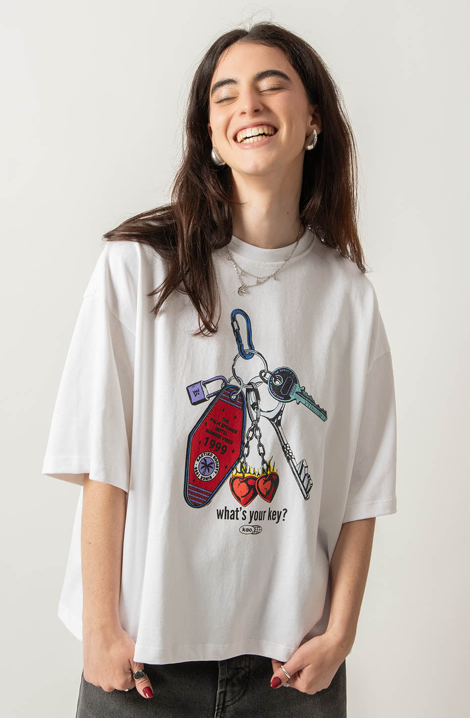 Camiseta Cropped Organic Cotton What's Your Key White