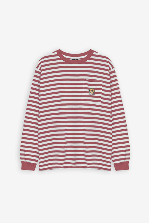 Camiseta Striped Burgundy Heart