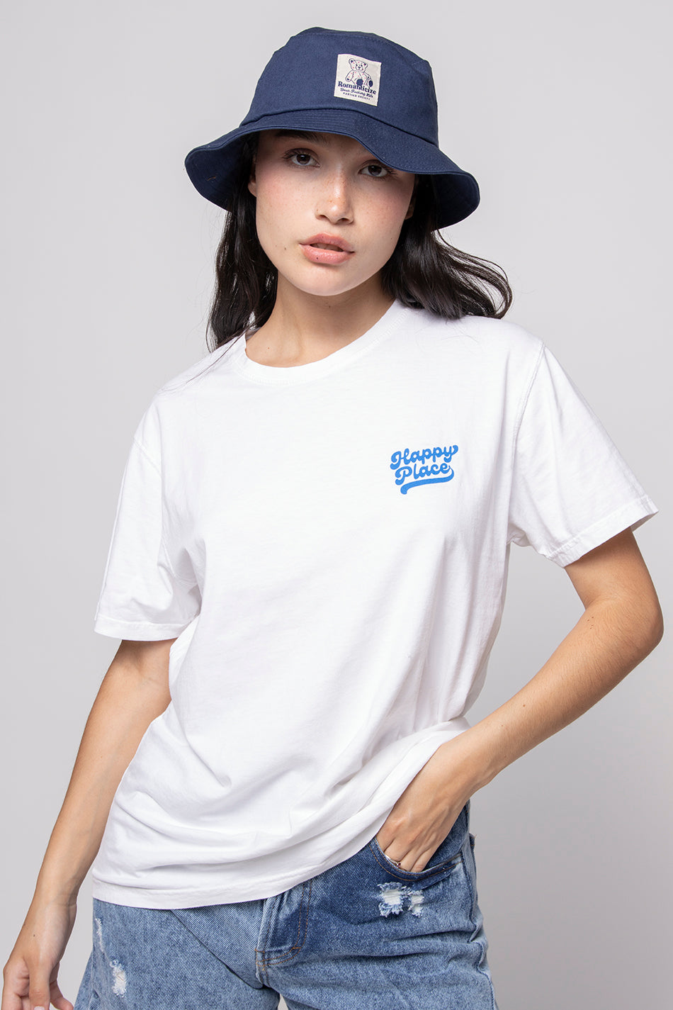 Camiseta Washed Happy Place White