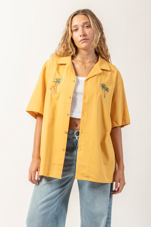 Mustard Palm Safari Shirt