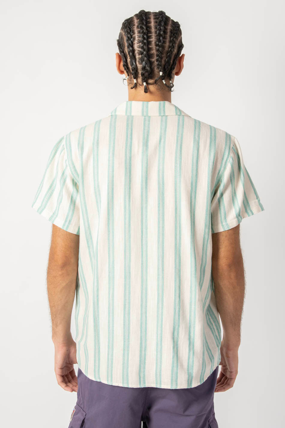 Camisa Ozan Stripes Ivory/ Aqua