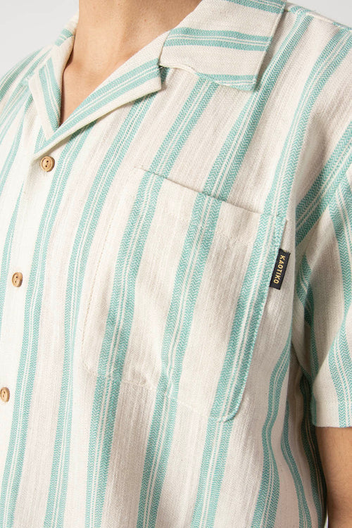 Camisa Ozan Stripes Ivory/ Aqua