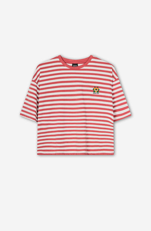 Burgundy Heart Stripes T-shirt