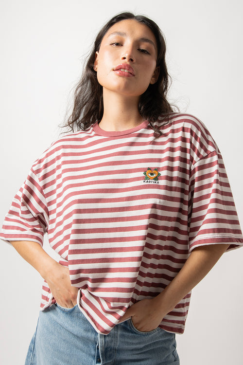 Burgundy Heart Stripes T-shirt