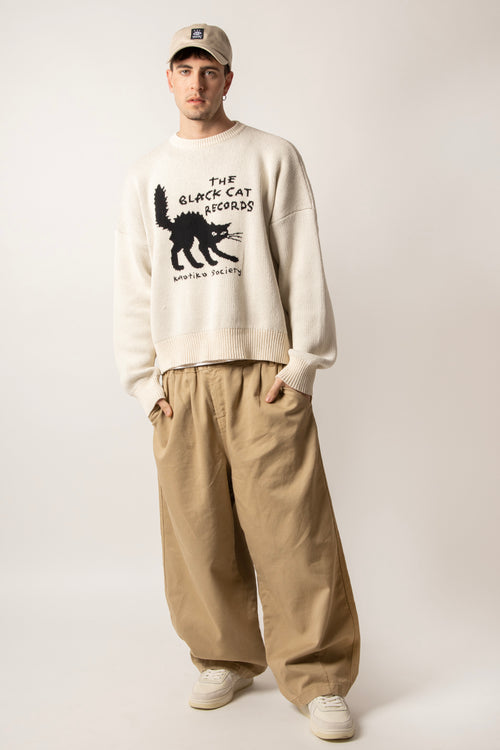 The Black Cat Records Ivory Sweater