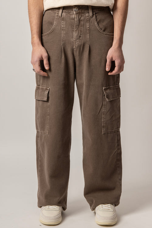 Pantalón Cargo Loose Washed Brown