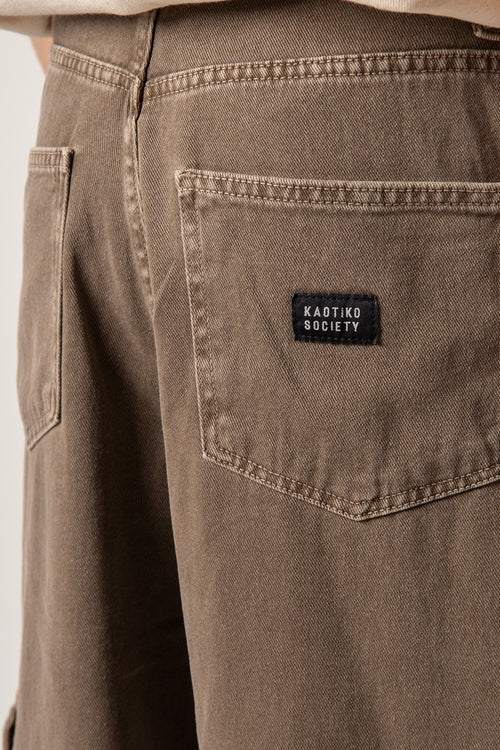 Pantalón Cargo Loose Washed Brown