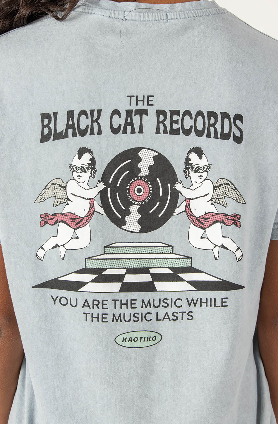 Camiseta Washed The Black Cat  Angels Steel