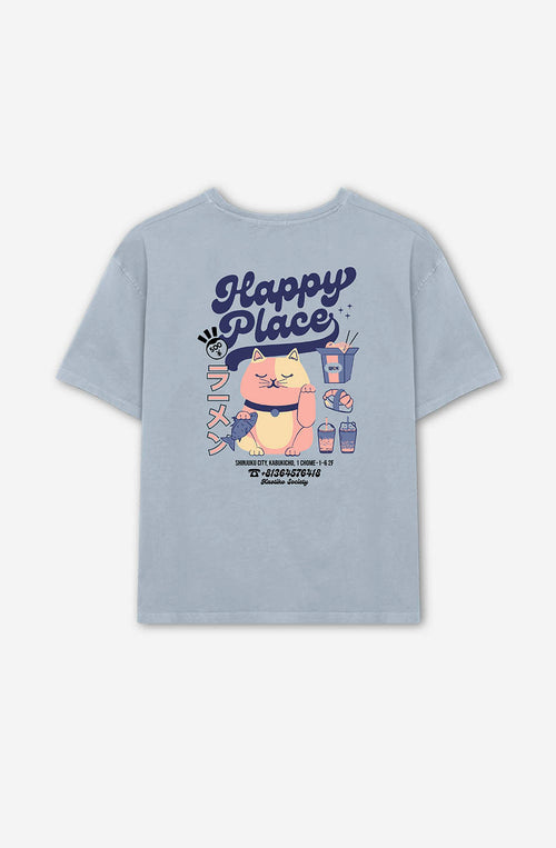 Camiseta Washed Happy Place Steel