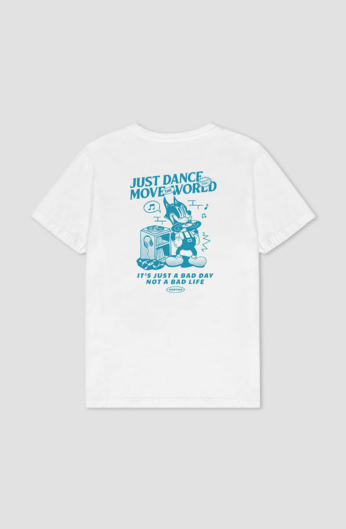 Camiseta Washed Just Dance Cat Music White