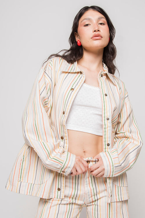 Multi Stripes Apple Ivory Jacket