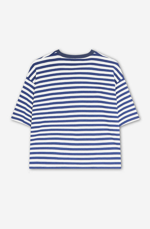 Navy Stripes Poodle T-Shirt