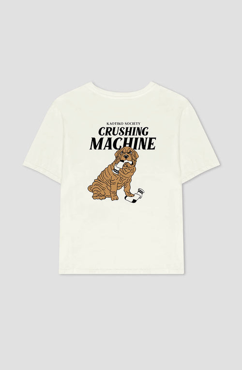 Washed Crushing Machine Ivory T-shirt