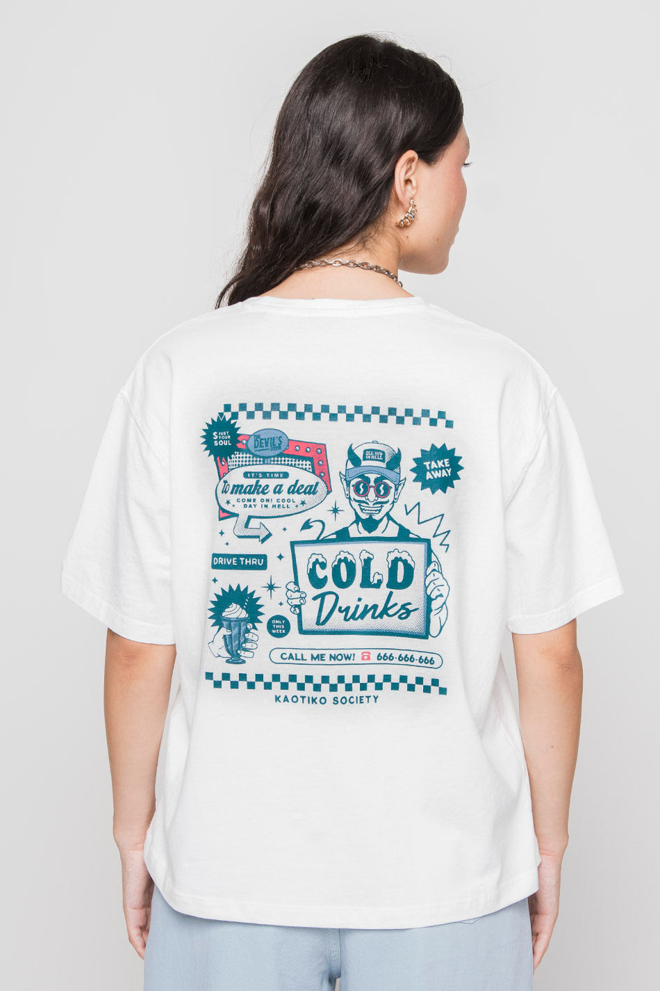 Washed Cold Drinks White T-shirt