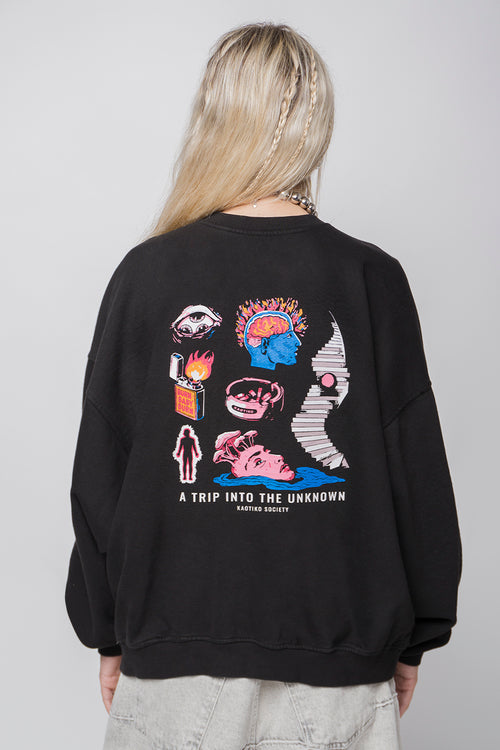 Washed Unknown Trip Black Sweatshirt