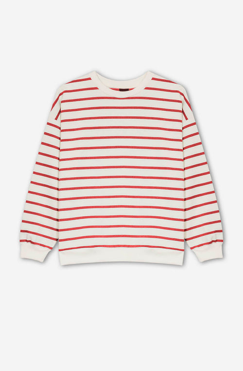 Red/Ivory Stripes Sweatshirt