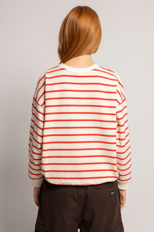 Red/Ivory Stripes Sweatshirt