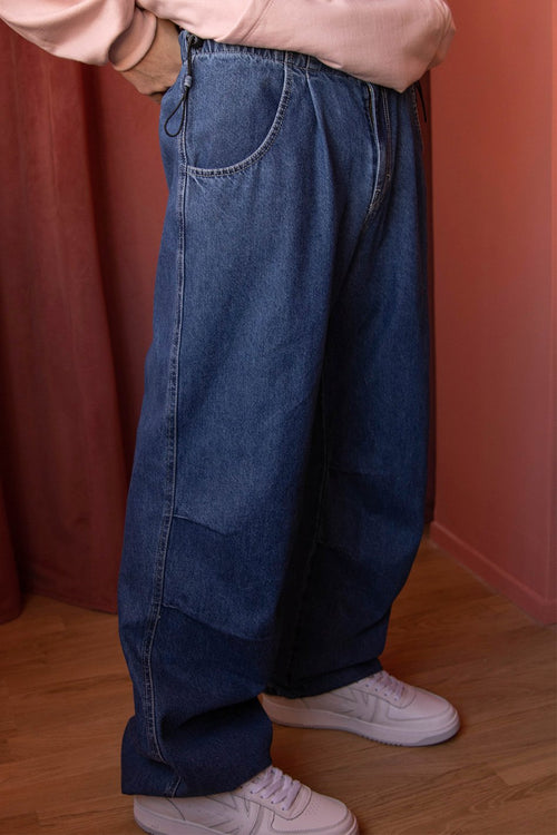 Blue Denim Parachute Trousers