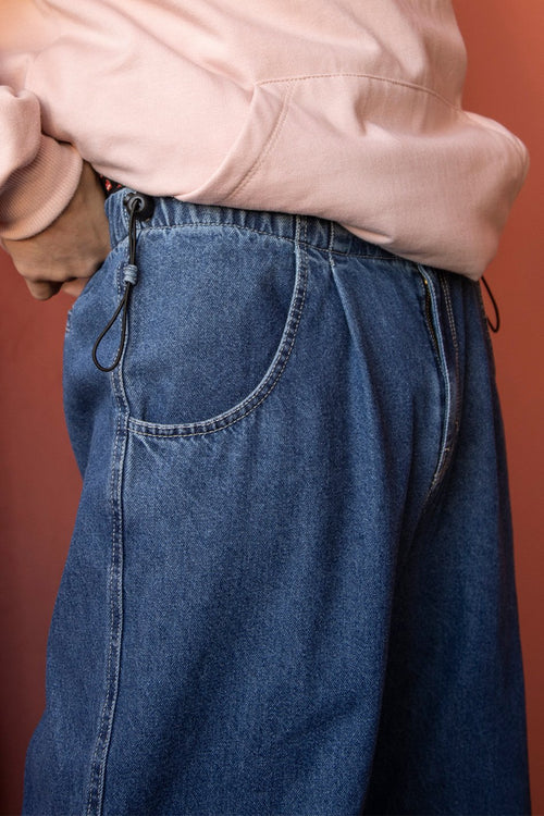 Blue Denim Parachute Trousers